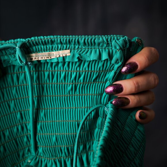 Emerald Green 70's Halter Dress Maxi Disco Era - Picture 12 of 12